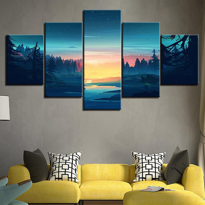 The Blue Sky Landscape 5 Piece HD Multi Panel Canvas Wall Art Frame - Original Frame