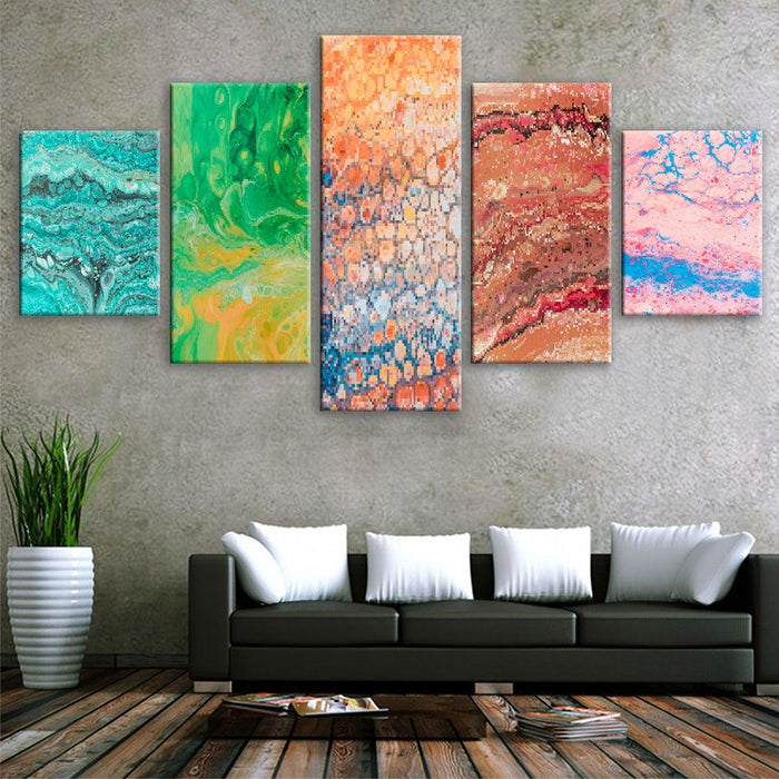 Pixelated Patterns 5 Piece HD Multi Panel Canvas Wall Art - Original Frame