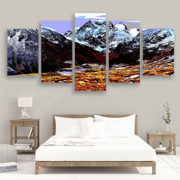 Swiss Alps 5 Piece HD Multi Panel Canvas Wall Art Frame