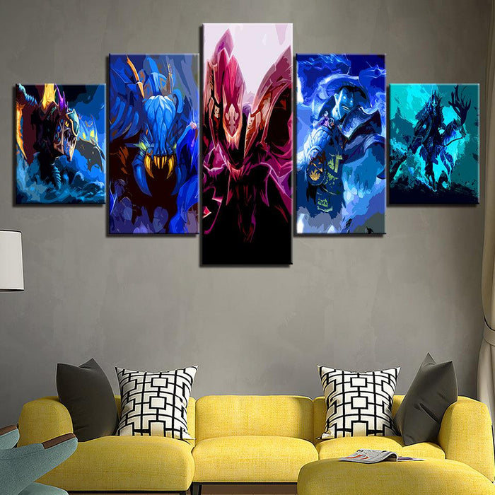 The Creature Team Cartoon 5 Piece HD Multi Panel Canvas Wall Art Frame - Original Frame