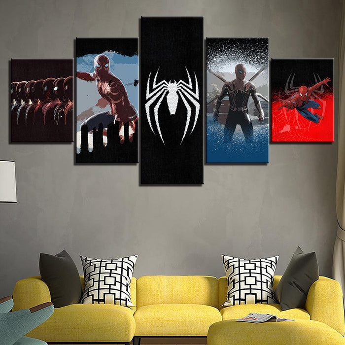 Spiderman 5 Piece HD Multi Panel Canvas Wall Art Frame - Original Frame