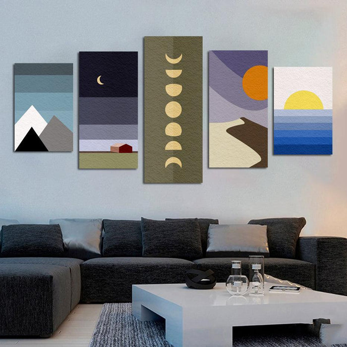 Abstract Sky Digital Art 5 Piece HD Multi Panel Canvas Wall Art Frame - Original Frame