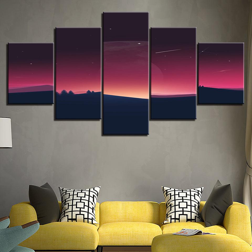 The Desert´s Sunset 5 Piece HD Multi Panel Canvas Wall Art Frame - Original Frame
