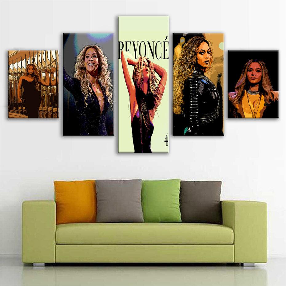 Beyonce 5 Piece HD Multi Panel Canvas Wall Art Frame - Original Frame