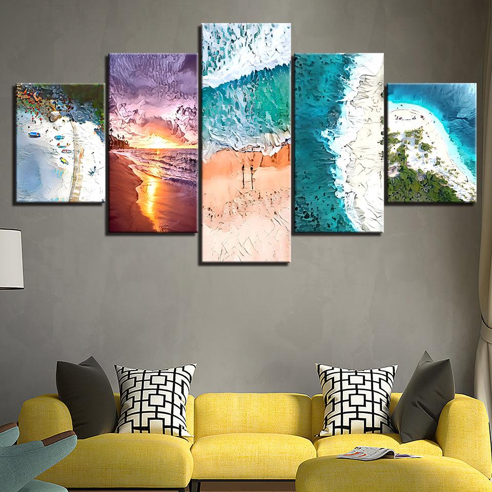 The Abstract Beaches Collection 5 Piece HD Multi Panel Canvas Wall Art Frame - Original Frame
