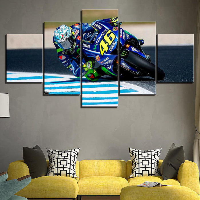 Motorcycle Race 5 Piece HD Multi Panel Canvas Wall Art Frame - Original Frame