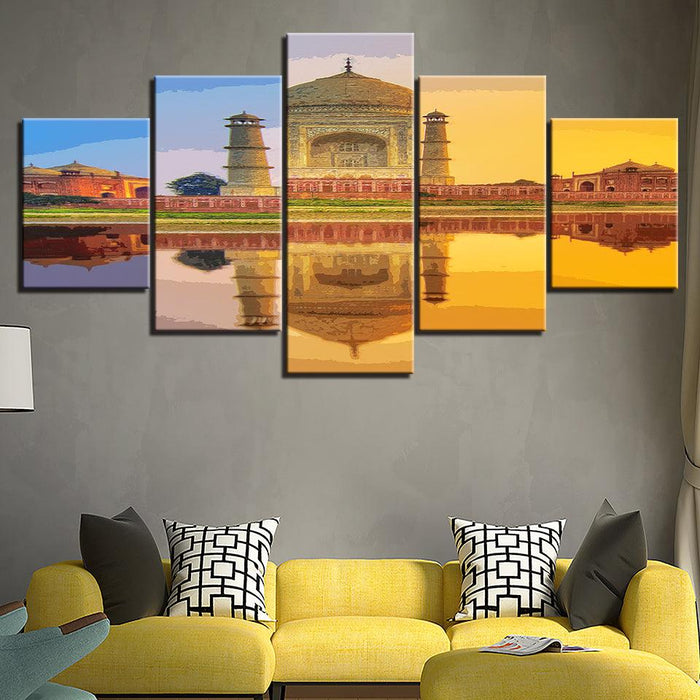 The Sunset From The Palace 5 Piece HD Multi Panel Canvas Wall Art Frame