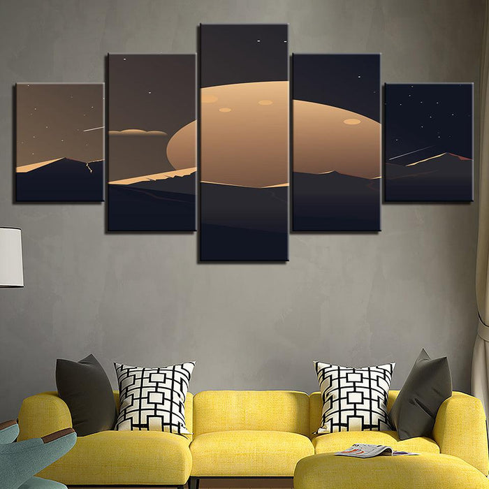 The Abstract Moon Of The Desert 5 Piece HD Multi Panel Canvas Wall Art Frame - Original Frame