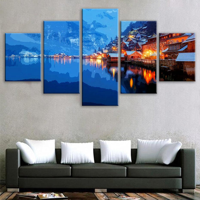 Austrian Lake 5 Piece HD Multi Panel Canvas Wall Art Frame