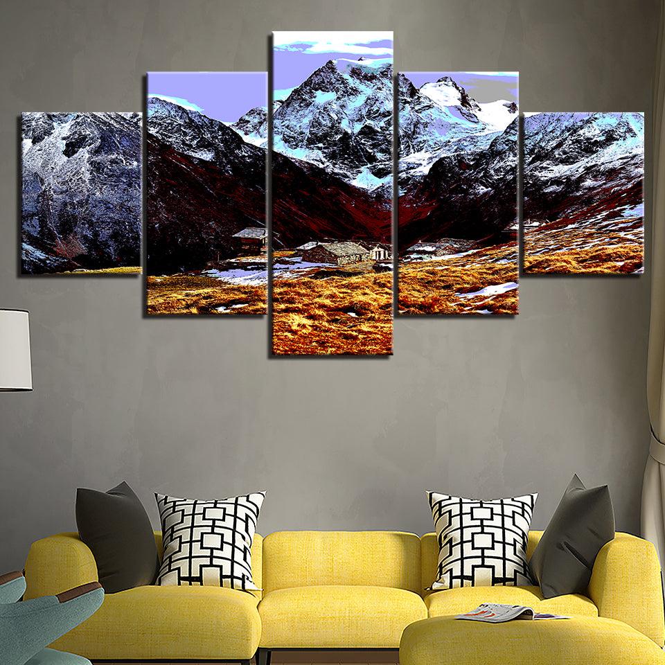 The Rocky Mountains Collection 5 Piece HD Multi Panel Canvas Wall Art Framee - Original Frame