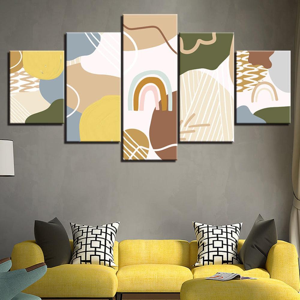 The Abstract Rainbow 5 Piece HD Multi Panel Canvas Wall Art Frame - Original Frame