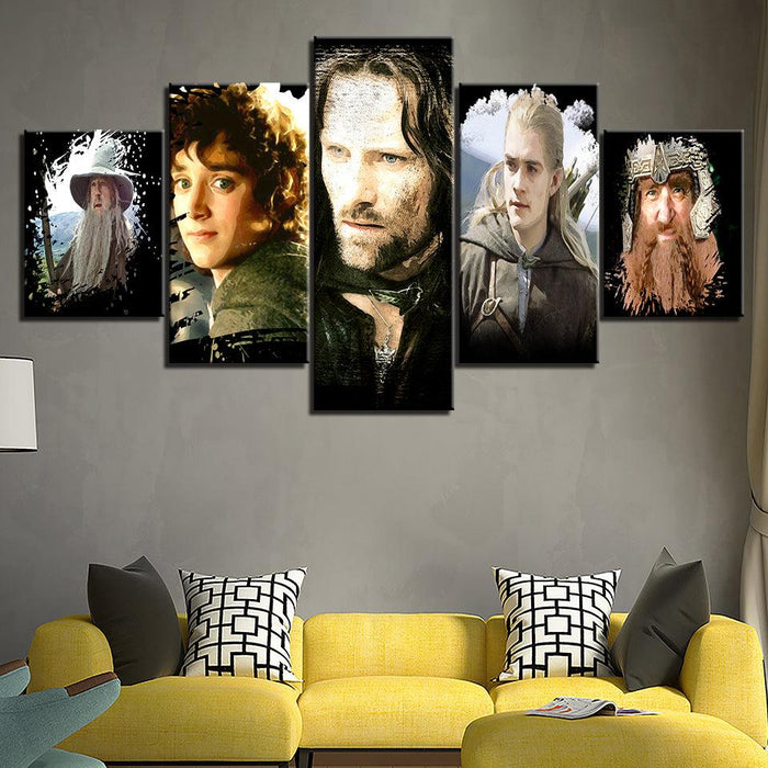 Lord Of The Rings 5 Piece HD Multi Panel Canvas Wall Art Frame - Original Frame