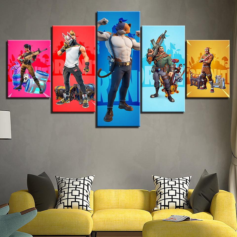 Fortnite 5 Piece HD Multi Panel Canvas Wall Art Frame - Original Frame