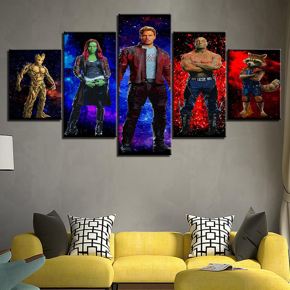 The Guardians Of The Galaxy Collection 5 Piece HD Multi Panel Canvas Wall Art Frame - Original Frame