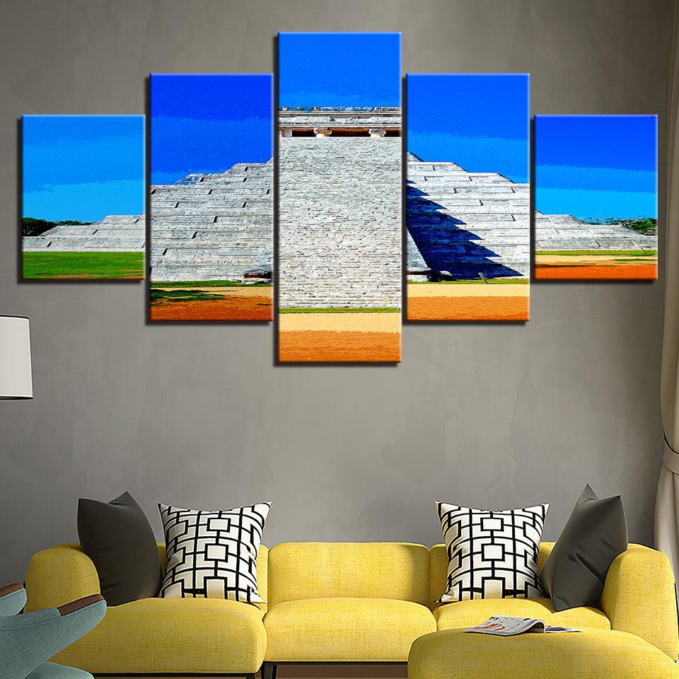 The Mexican Pyramid Collection 5 Piece HD Multi Panel Canvas Wall Art Frame - Original Frame