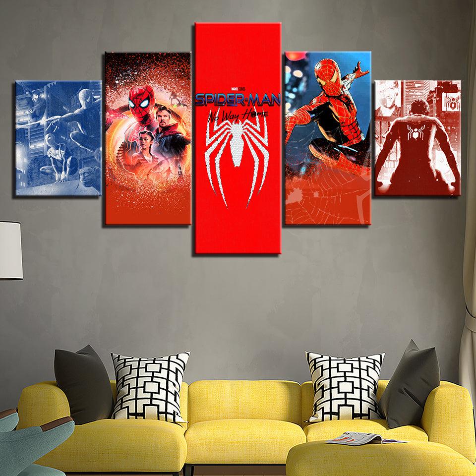 Spiderman No Way Home 5 Piece HD Multi Panel Canvas Wall Art Frame - Original Frame