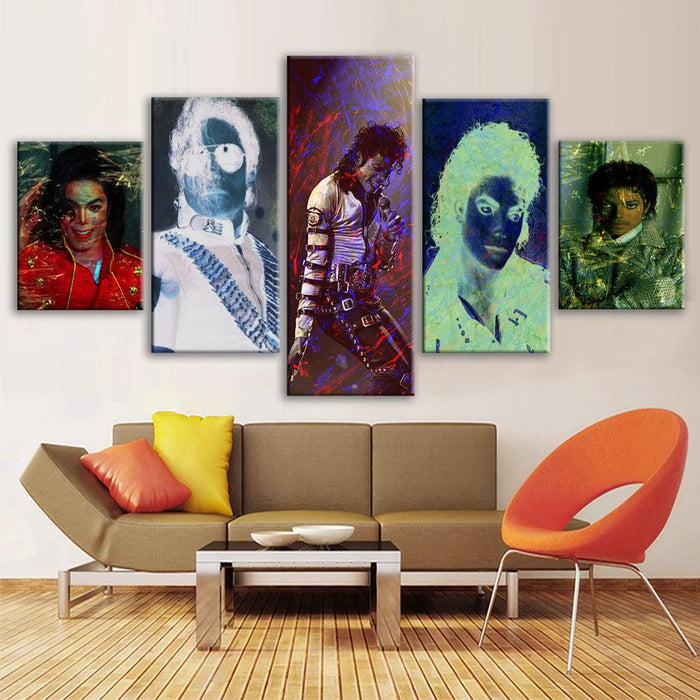 Michael Jackson 5 Piece HD Multi Panel Canvas Wall Art Frame - Original Frame