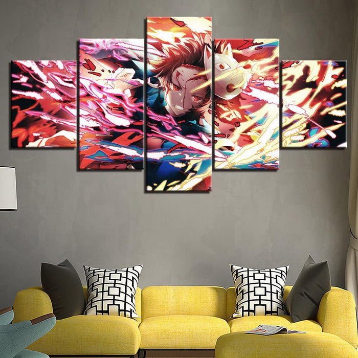 Demon Slayer Anime HD Multi Panel Canvas Wall Art Frame - Original Frame