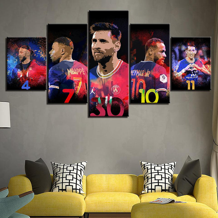 Paris Saint Germain Soccer 5 Piece HD Multi Panel Canvas Wall Art Frame - Original Frame