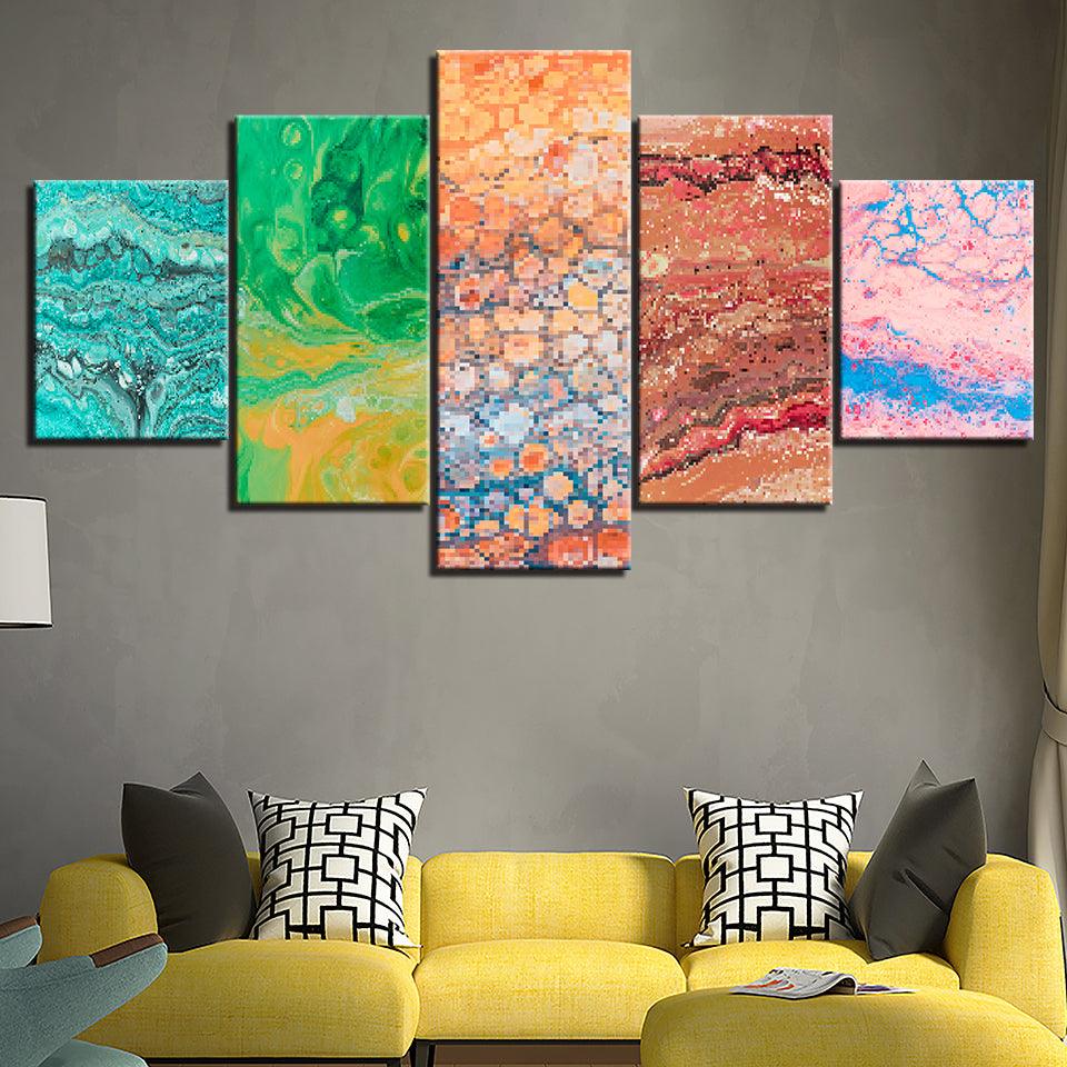 Abstract Colours Collection 5 Piece HD Multi Panel Canvas Wall Art Frame - Original Frame
