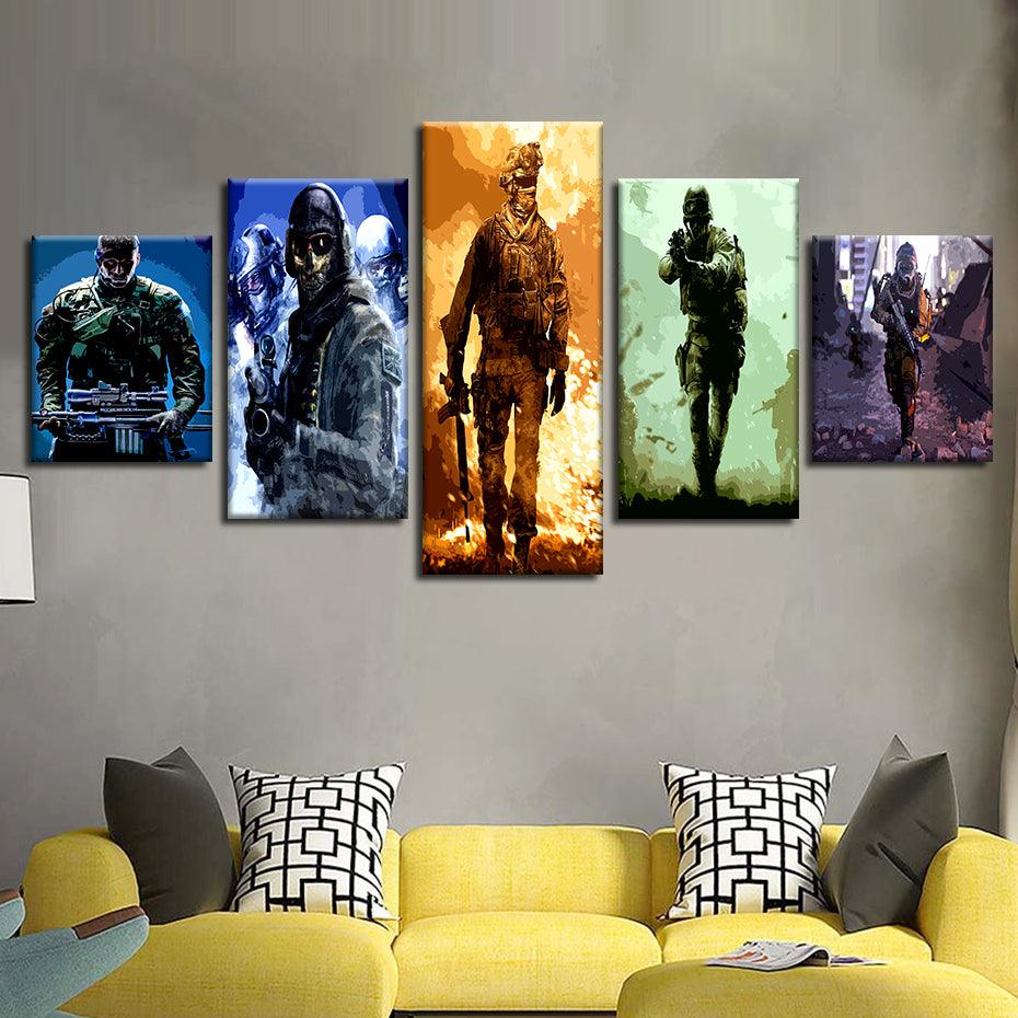 Call Of Duty 5 Piece HD Multi Panel Canvas Wall Art Frame - Original Frame