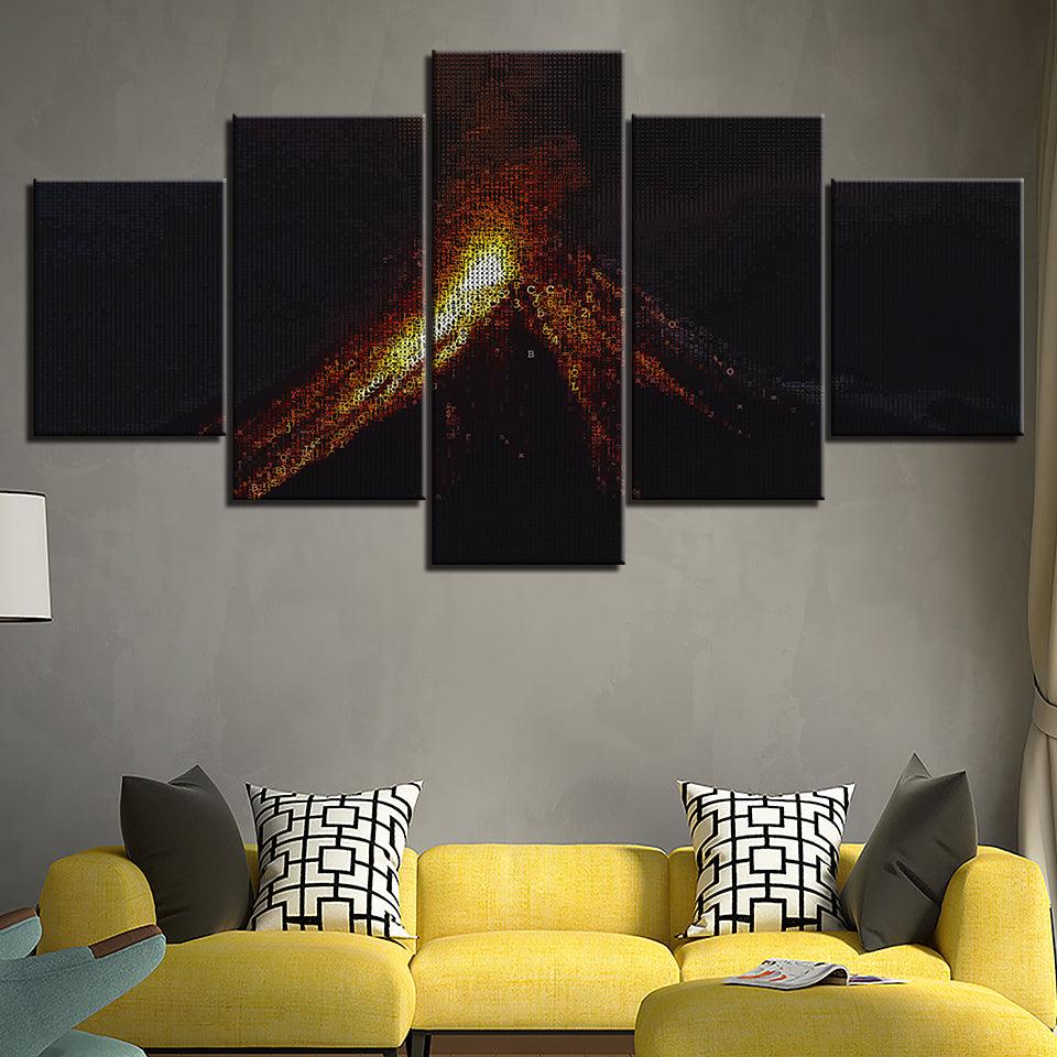 The Abstract Bonfire Collection 5 Piece HD Multi Panel Canvas Wall Art Frame - Original Frame