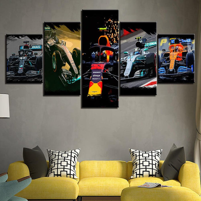 The Sports Cars Collection 5 Piece HD Multi Panel Canvas Wall Art Frame - Original Frame