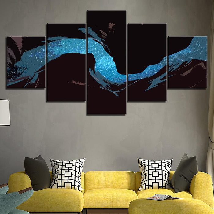 The Abstract River Collection 5 Piece HD Multi Panel Canvas Wall Art Frame - Original Frame