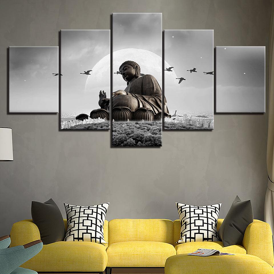 Buddha 5 Piece HD Multi Panel Canvas Wall Art Frame - Original Frame