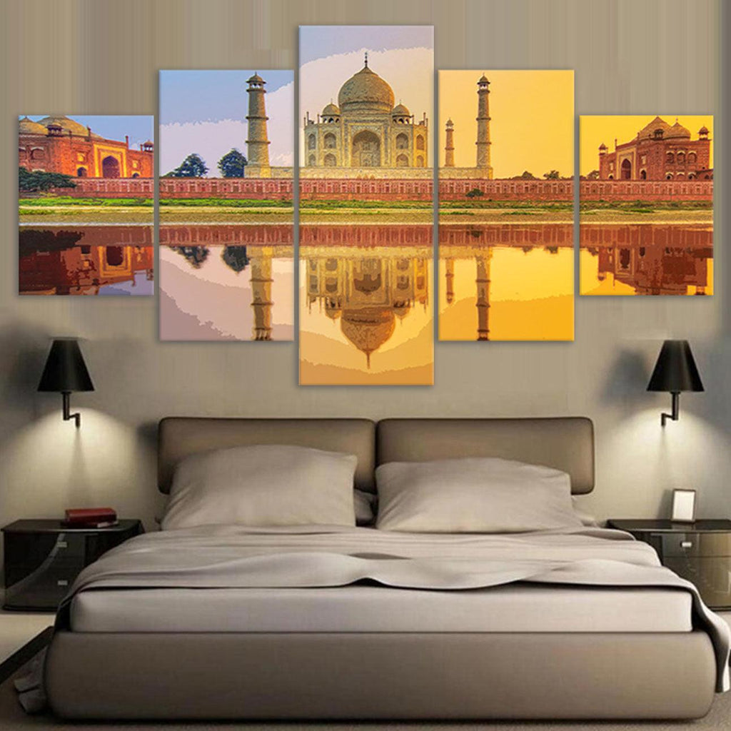 Taj Mahal 5 Piece HD Multi Panel Canvas Wall Art Frame - Original Frame