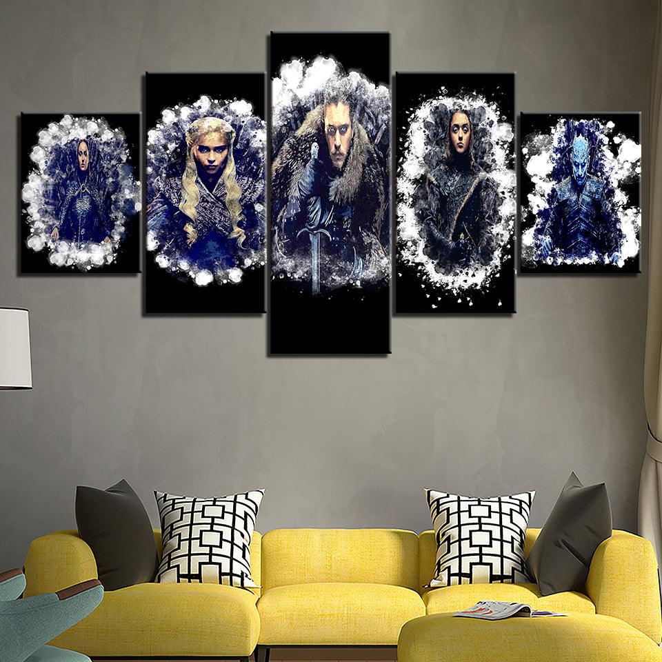 Game Of Throne GOT 5 Piece HD Multi Panel Canvas Wall Art Frame - Original Frame