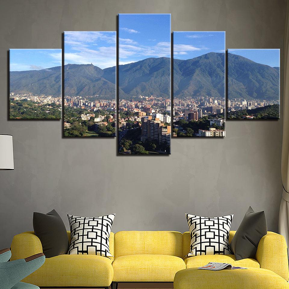 City Scenery 5 Piece HD Multi Panel Canvas Wall Art Frame - Original Frame