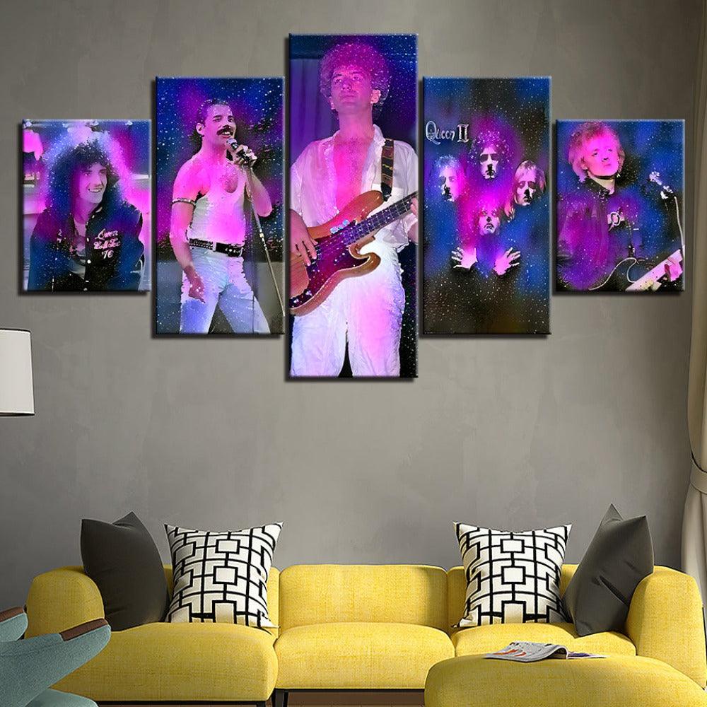 Queens Band 5 Piece HD Multi Panel Canvas Wall Art Frame - Original Frame