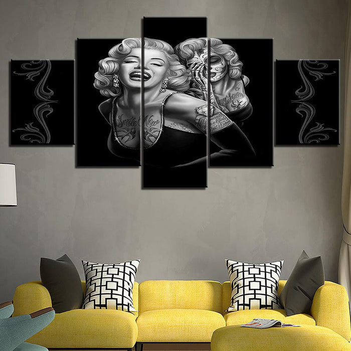 Marilyn Monroe 5 Piece HD Multi Panel Canvas Wall Art Frame - Original Frame