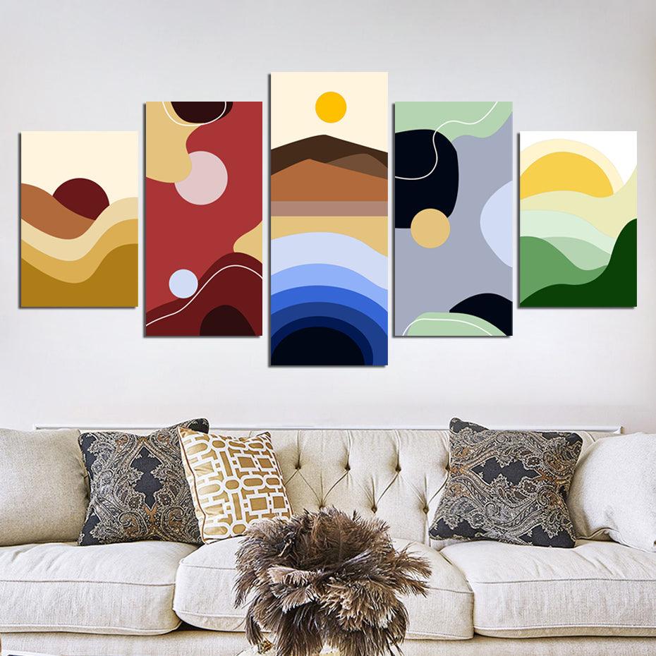 Abstract Scenery View 5 Piece HD Multi Panel Canvas Wall Art Frame - Original Frame