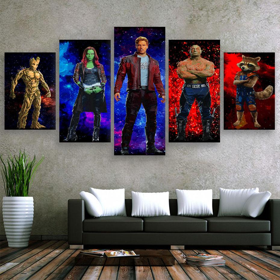Guardians Of The Galaxy 5 Piece HD Multi Panel Canvas Wall Art - Original Frame