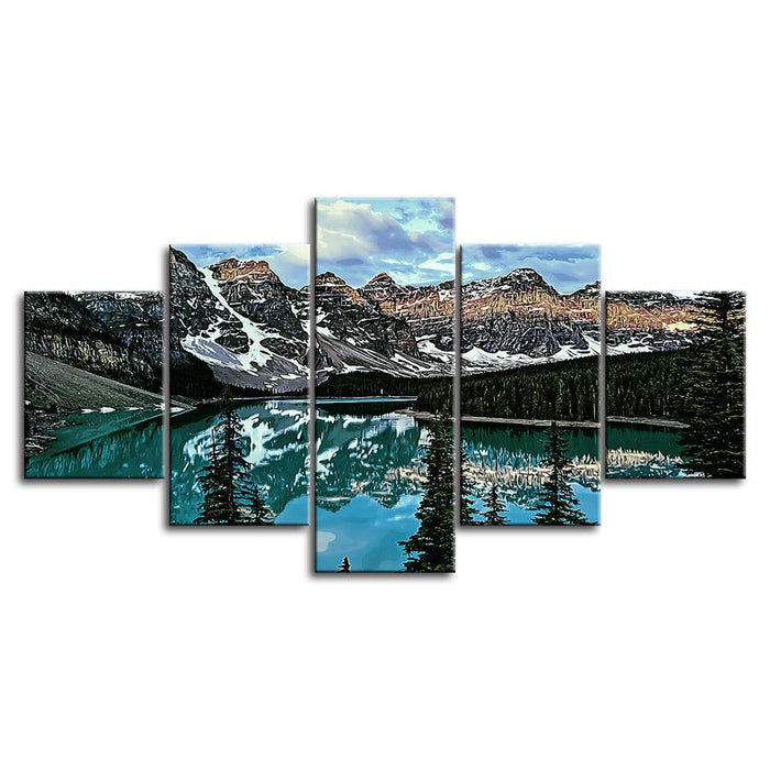 The Abstract Icy Landascape Collection 5 Piece HD Multi Panel Canvas Wall Art Frame - Original Frame