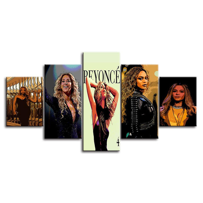 Beyoncé 5 Piece HD Multi Panel Canvas Wall Art Frame - Original Frame