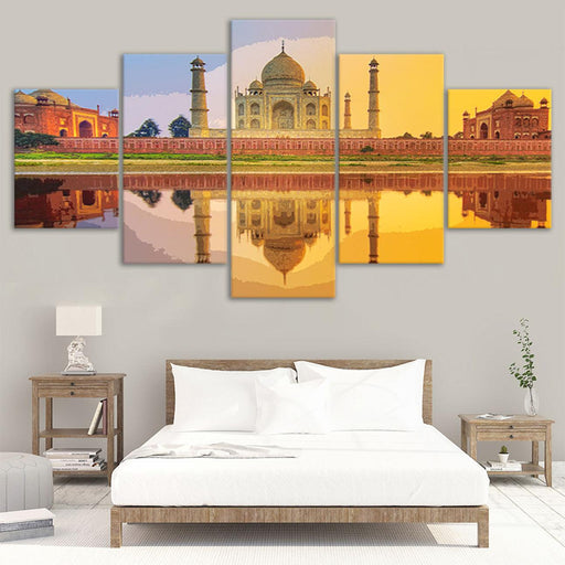 Taj Mahal 5 Piece HD Multi Panel Canvas Wall Art Frame - Original Frame