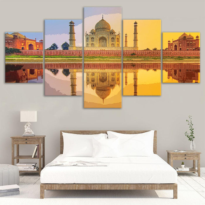 Taj Mahal 5 Piece HD Multi Panel Canvas Wall Art Frame