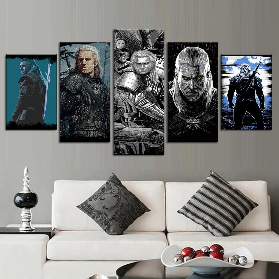 The Witcher 5 Piece HD Multi Panel Canvas Wall Art Frame - Original Frame