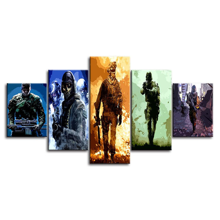 The Military Team 5 Piece HD Multi Panel Canvas Wall Art Frame - Original Frame