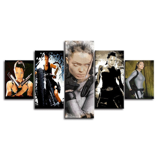 Angelina Jolie 5 Piece HD Multi Panel Canvas Wall Art Frame - Original Frame