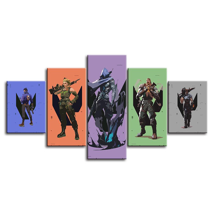 The Fortnite Multicolor 5 Piece HD Multi Panel Canvas Wall Art Frame - Original Frame