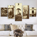 Vintage Streets Of Europe 5 Piece HD Multi Panel Canvas Wall Art Frame - Original Frame