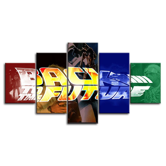 Back To The Future 5 Piece HD Multi Panel Canvas Wall Art Frame - Original Frame