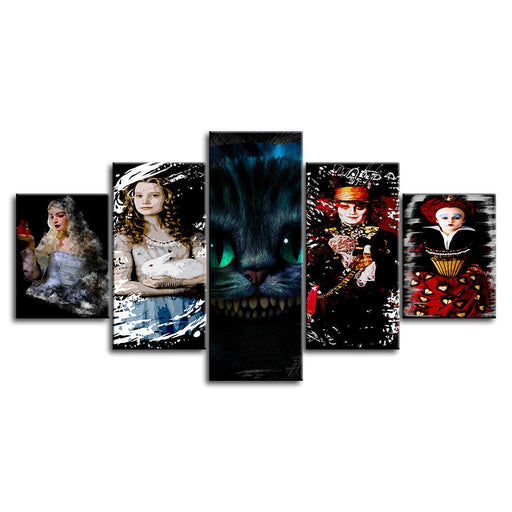 Alice In Wonderland 5 Piece HD Multi Panel Canvas Wall Art Frame - Original Frame