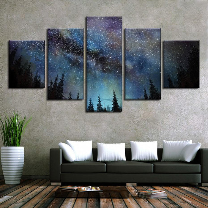 Stunning Starry Sky 5 Piece HD Multi Panel Canvas Wall Art Frame