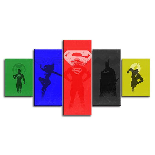 DC Heroes 5 Piece HD Multi Panel Canvas Wall Art Frame - Original Frame