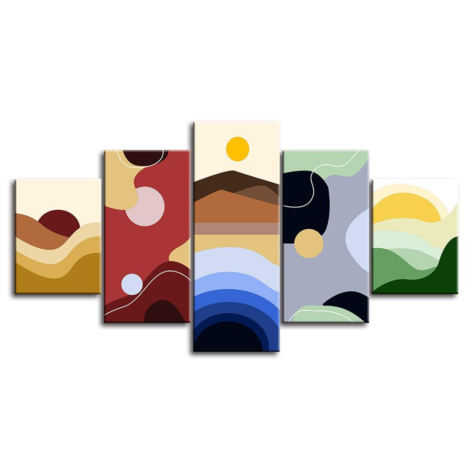 The Abstract Landscapes 5 Piece HD Multi Panel Canvas Wall Art Frame - Original Frame